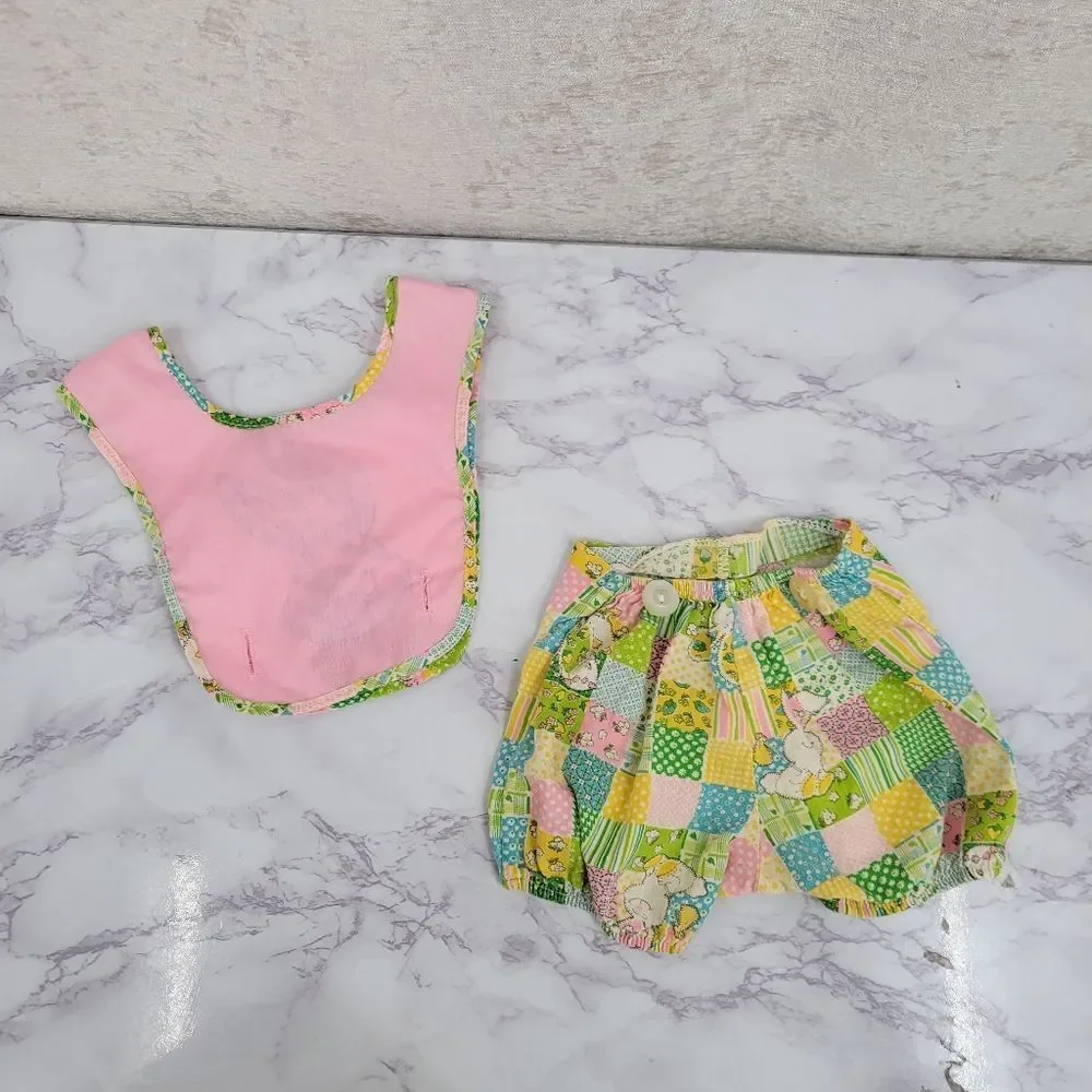 Vintage 70s Easter or Summer Romper with Bunny Rabbit Plaid Quirky OOAK